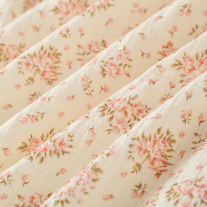 Chemise de nuit à manches longues en double gaze de coton à motif floral