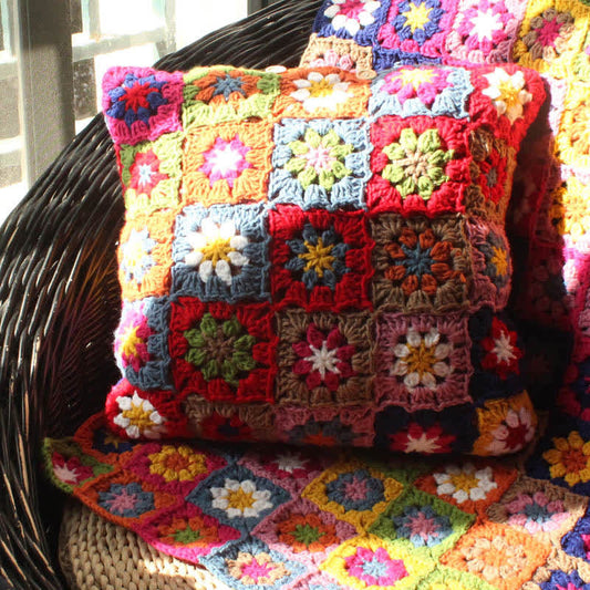 Housse de coussin au crochet faite main Country Daisy