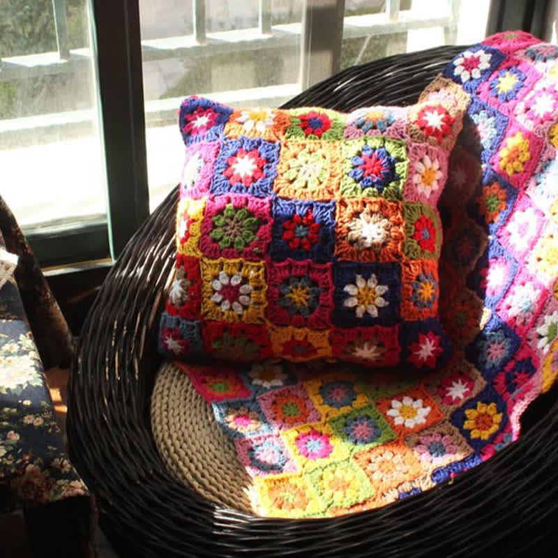 Housse de coussin au crochet faite main Country Daisy