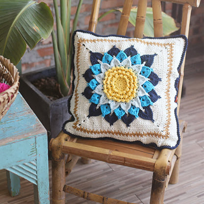 Housse de coussin décorative au crochet faite à la main, style pastoral