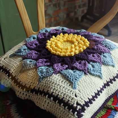 Housse de coussin décorative au crochet faite à la main, style pastoral