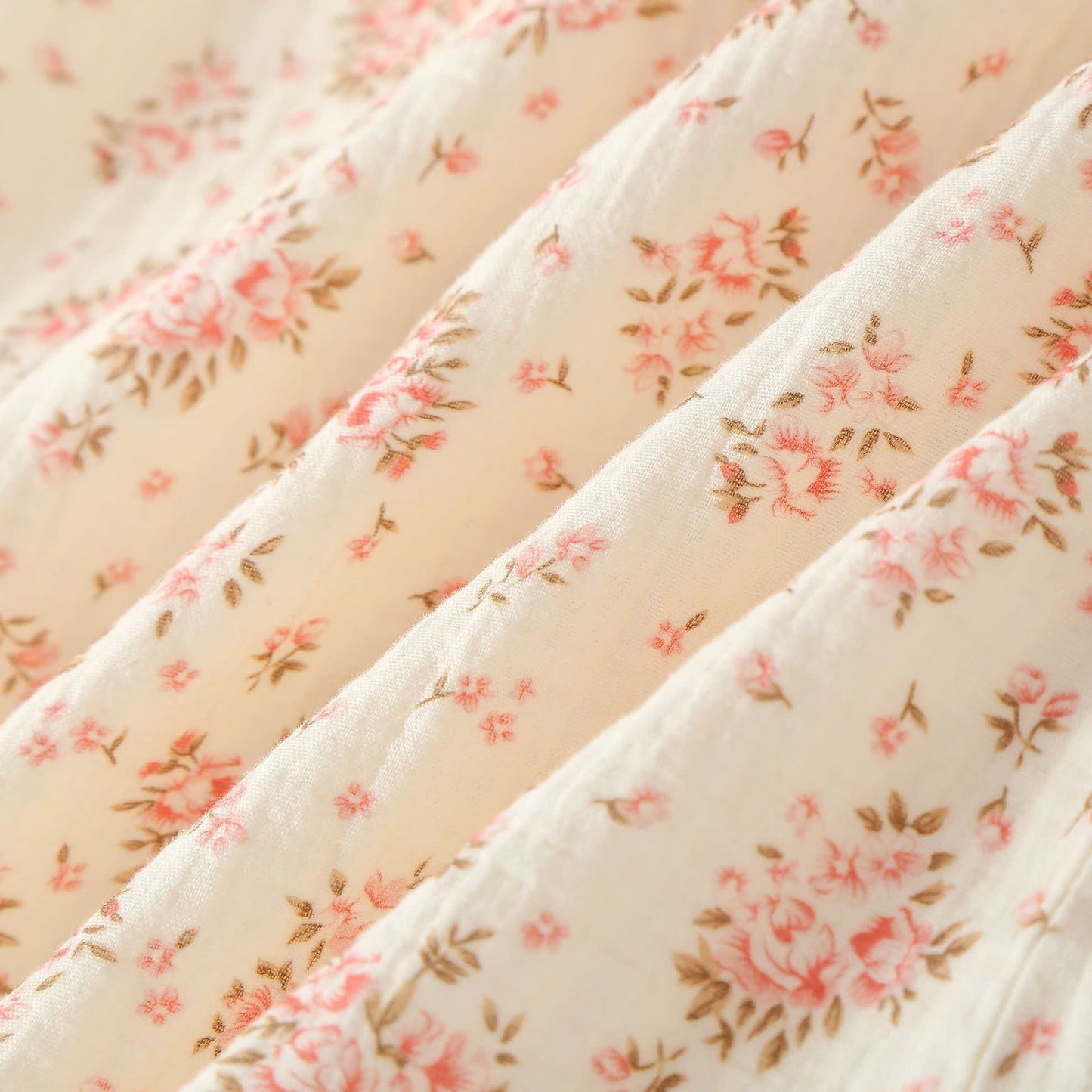 Ensemble de vêtements d'intérieur à manches longues en double gaze de coton à fleurs