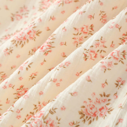 Ensemble de vêtements d'intérieur à manches longues en double gaze de coton à fleurs