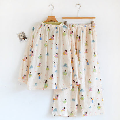 Ensemble de vêtements d'intérieur vintage en gaze de coton avec devant asymétrique