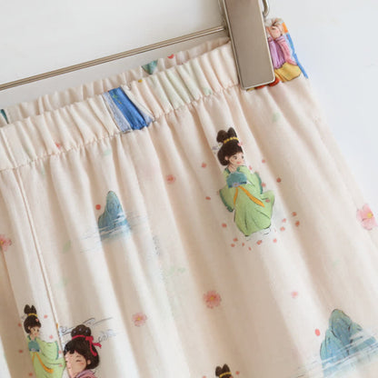 Ensemble de vêtements d'intérieur vintage en gaze de coton avec devant asymétrique