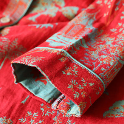 Ensemble de vêtements d'intérieur en jacquard de coton double fil avec motif arbre
