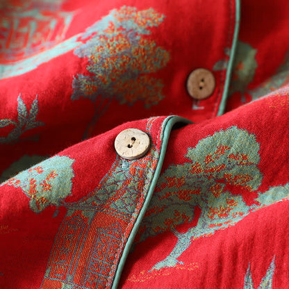 Ensemble de vêtements d'intérieur en jacquard de coton double fil avec motif arbre