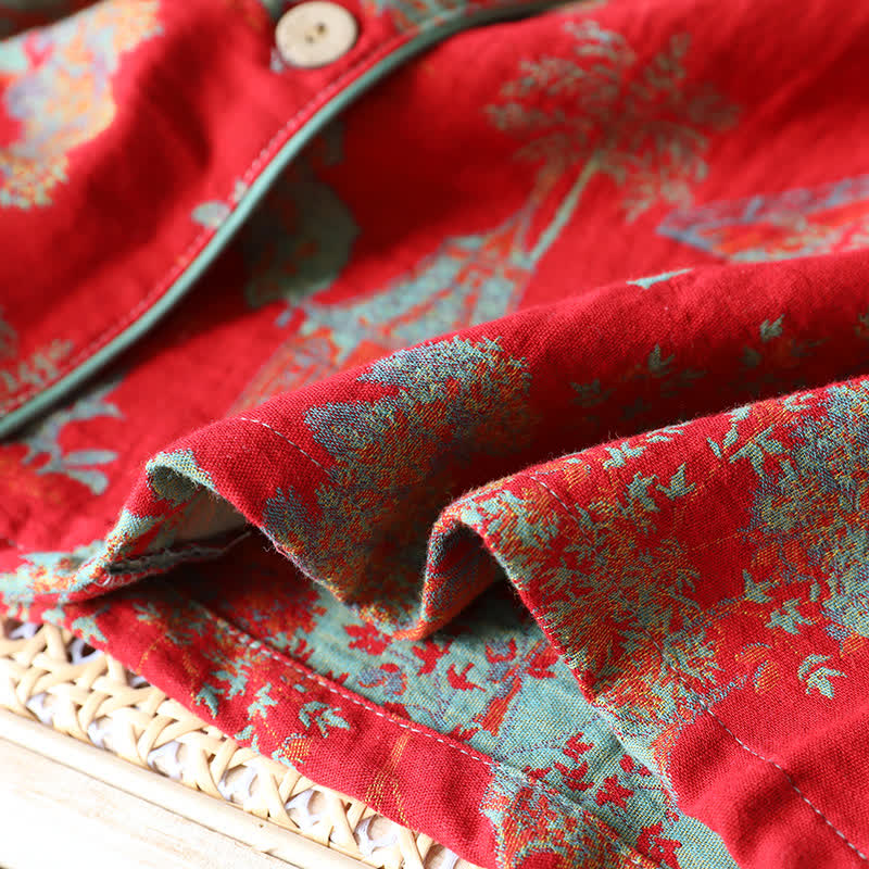 Ensemble de vêtements d'intérieur en jacquard de coton double fil avec motif arbre