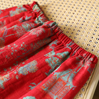 Ensemble de vêtements d'intérieur en jacquard de coton double fil avec motif arbre