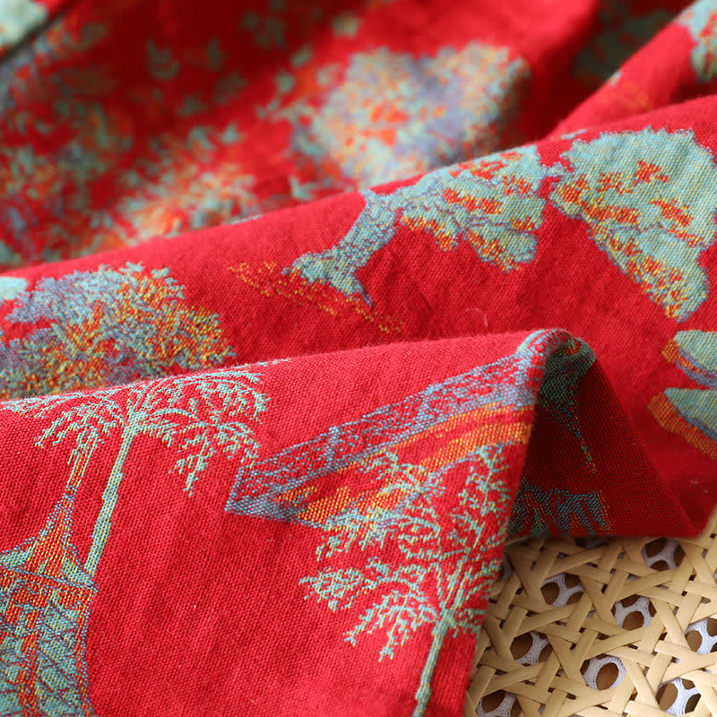 Ensemble de vêtements d'intérieur en jacquard de coton double fil avec motif arbre
