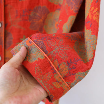 Ensemble de vêtements d'intérieur en pur coton jacquard teint en fil avec motif pivoine