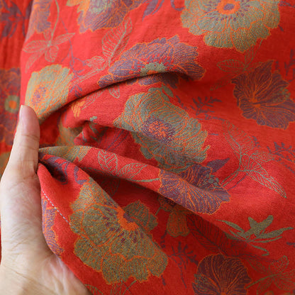 Ensemble de vêtements d'intérieur en pur coton jacquard teint en fil avec motif pivoine