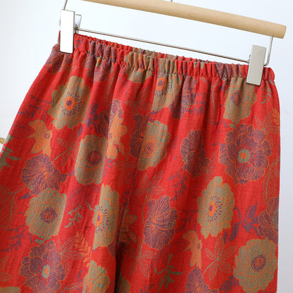 Ensemble de vêtements d'intérieur en pur coton jacquard teint en fil avec motif pivoine
