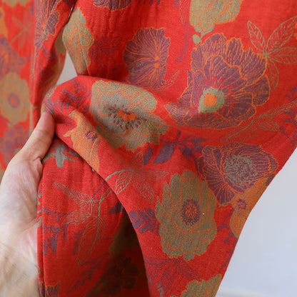 Ensemble de vêtements d'intérieur en pur coton jacquard teint en fil avec motif pivoine
