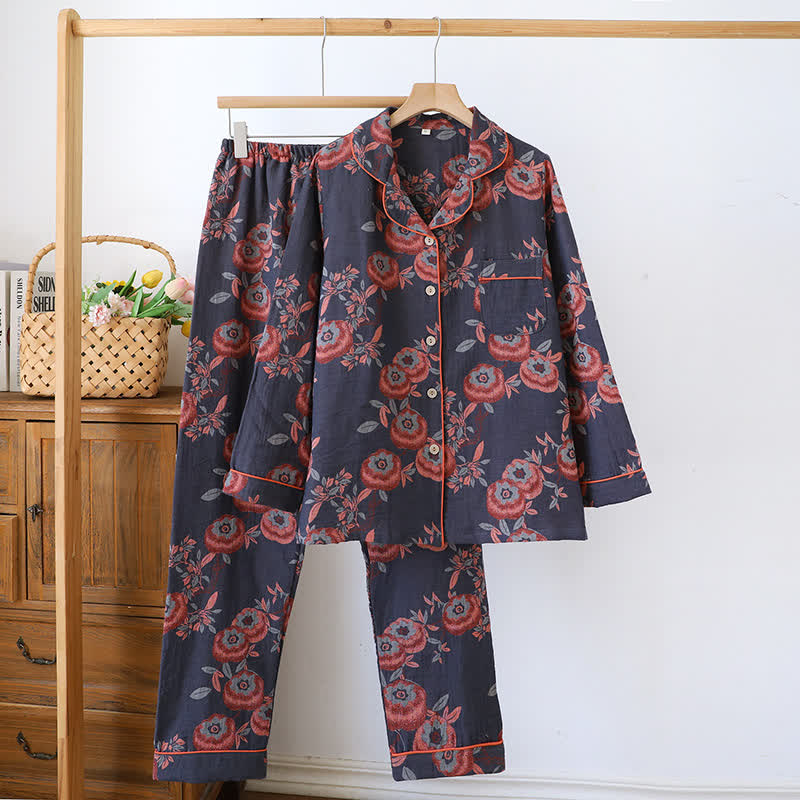 Ensemble de vêtements d'intérieur couleur kaki en jacquard de coton teint en fil
