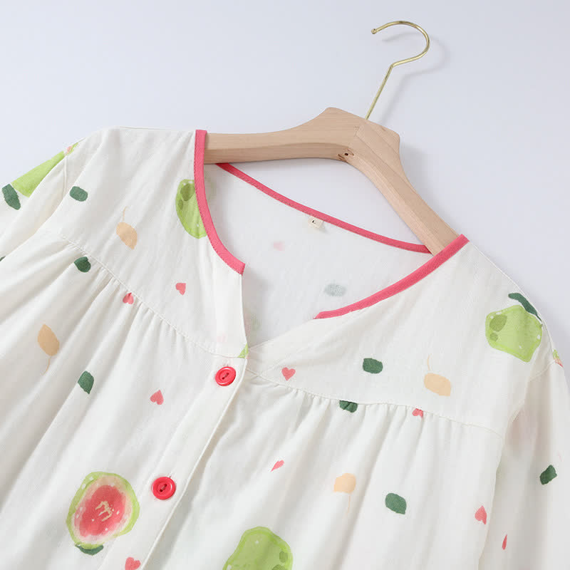 Ensemble de vêtements d'intérieur en gaze de coton à imprimé goyave