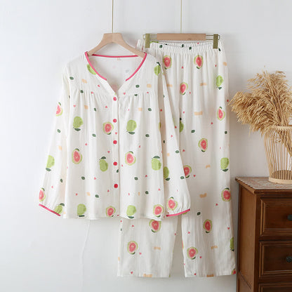Ensemble de vêtements d'intérieur en gaze de coton à imprimé goyave