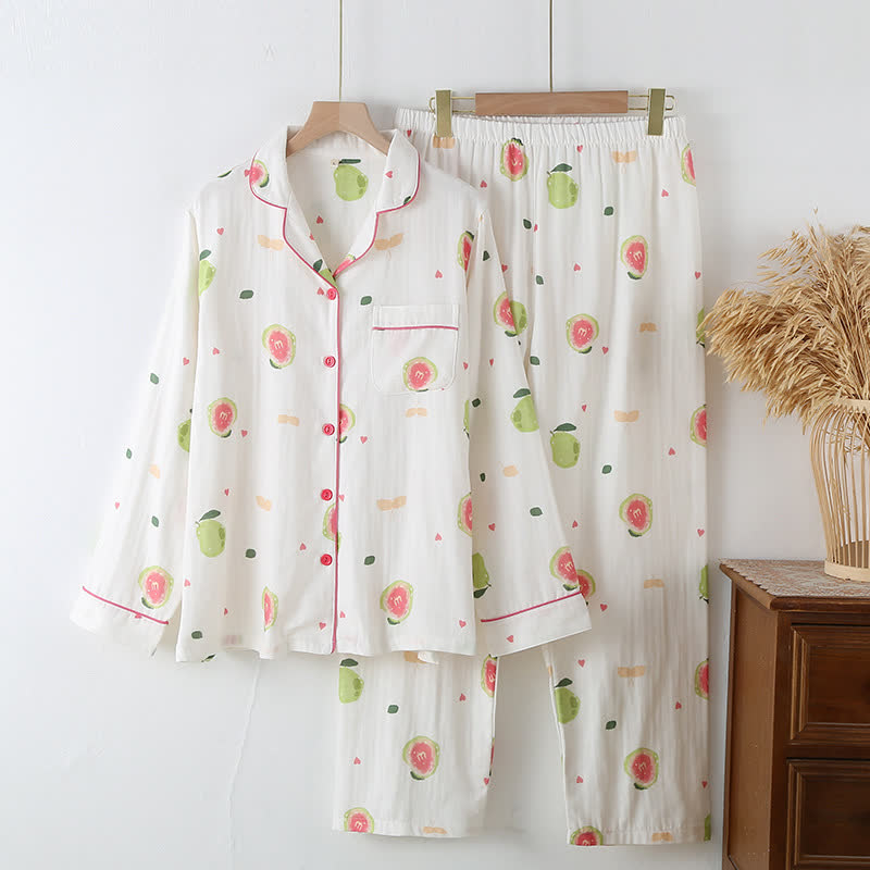 Ensemble de vêtements d'intérieur en gaze de coton à imprimé goyave