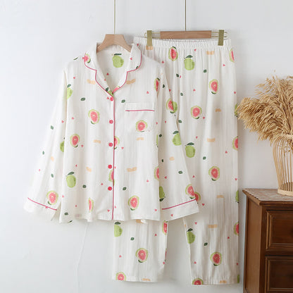 Ensemble de vêtements d'intérieur en gaze de coton à imprimé goyave