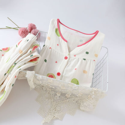 Ensemble de vêtements d'intérieur en gaze de coton à imprimé goyave