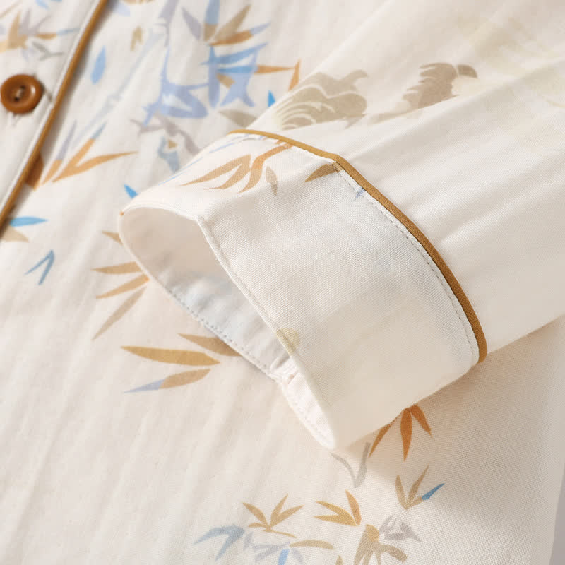 Ensemble de vêtements d'intérieur à manches longues en gaze de coton de bambou
