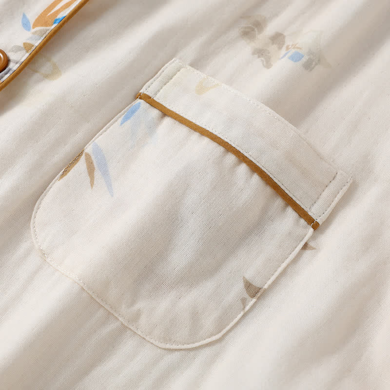 Ensemble de vêtements d'intérieur à manches longues en gaze de coton de bambou