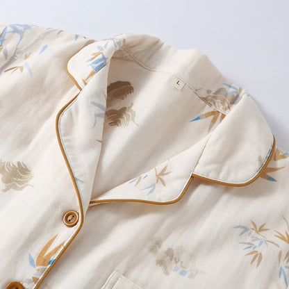 Ensemble de vêtements d'intérieur à manches longues en gaze de coton de bambou