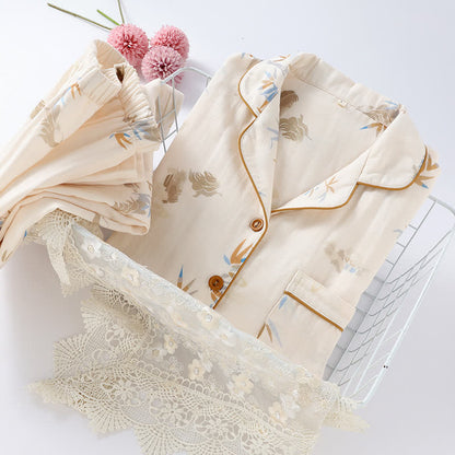 Ensemble de vêtements d'intérieur à manches longues en gaze de coton de bambou