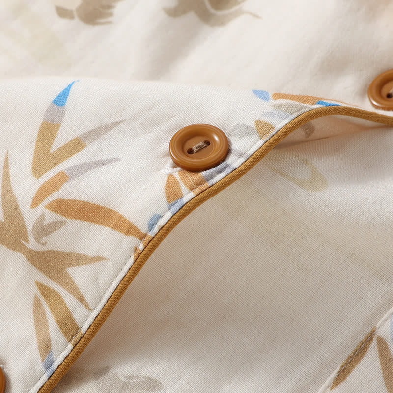 Ensemble de vêtements d'intérieur à manches longues en gaze de coton de bambou