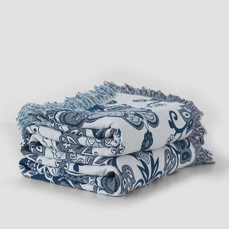 Couette en gaze de coton avec pompons de style bohème