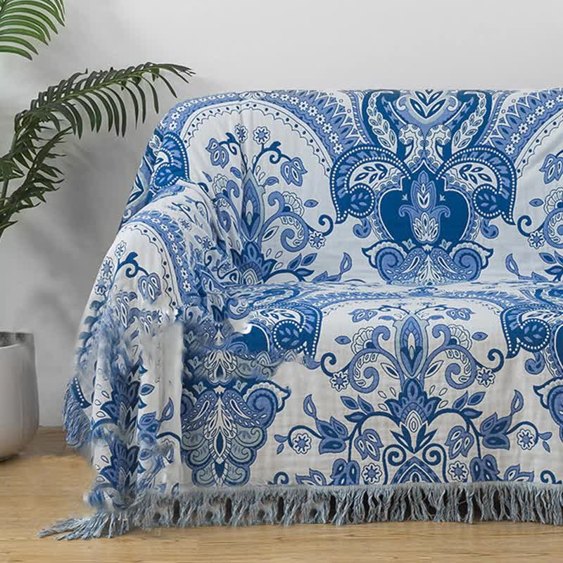 Couette en gaze de coton avec pompons de style bohème