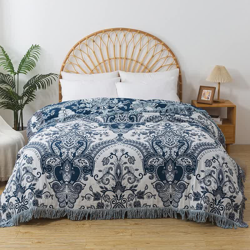 Couette en gaze de coton avec pompons de style bohème