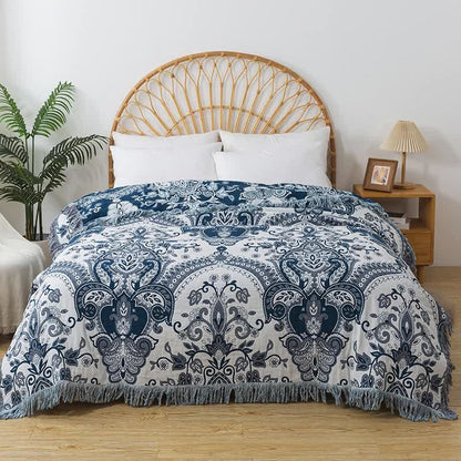 Couette en gaze de coton avec pompons de style bohème