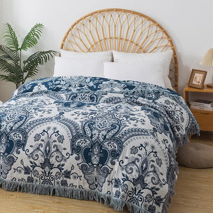 Couette en gaze de coton avec pompons de style bohème