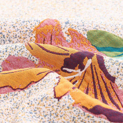Couette réversible en gaze de coton à motif jacquard et motif fleur de pêcher