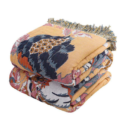 Couette réversible en gaze de coton avec branches de vigne de style vintage