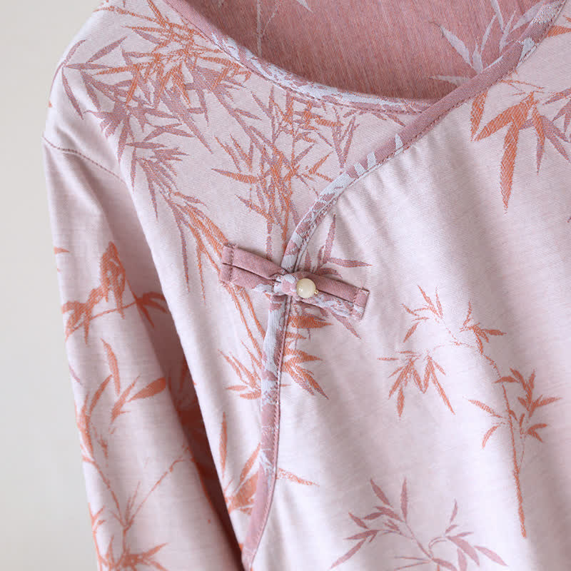 Chemise de nuit vintage en gaze de coton et bambou jacquard