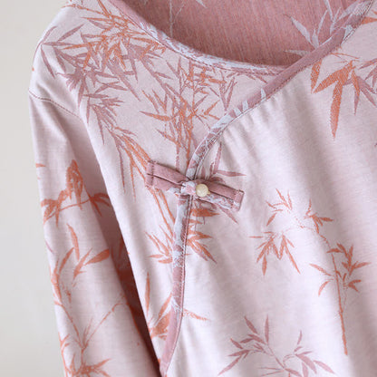 Chemise de nuit vintage en gaze de coton et bambou jacquard