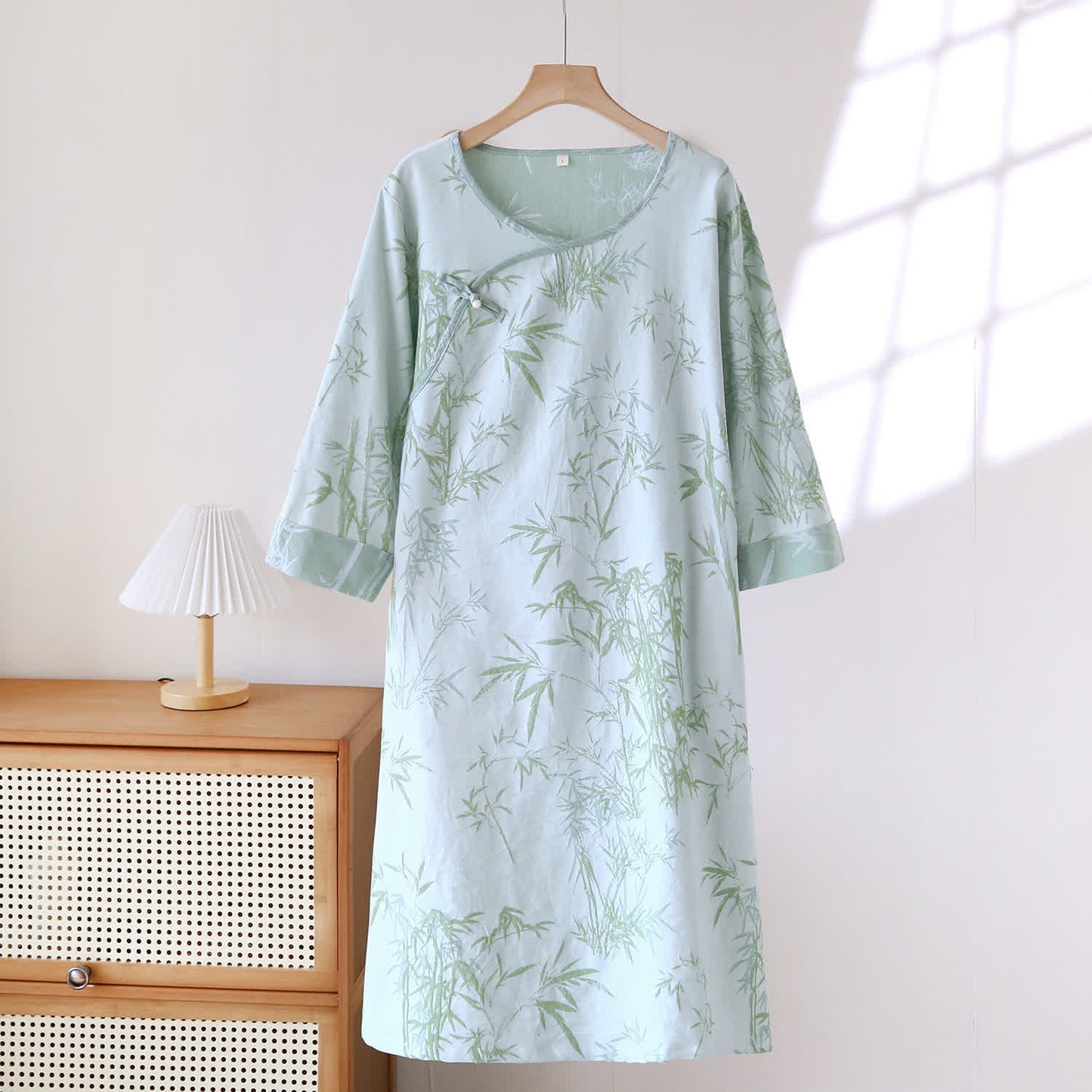 Chemise de nuit vintage en gaze de coton et bambou jacquard