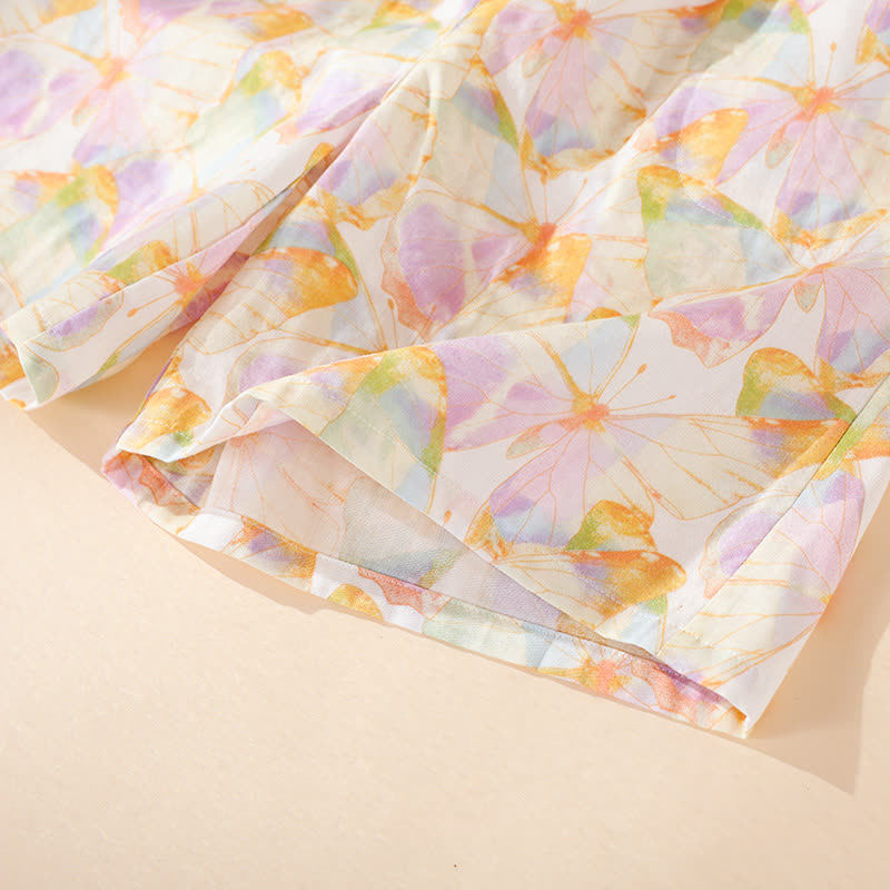 Ensemble de vêtements d'intérieur en coton à manches courtes avec imprimé papillon