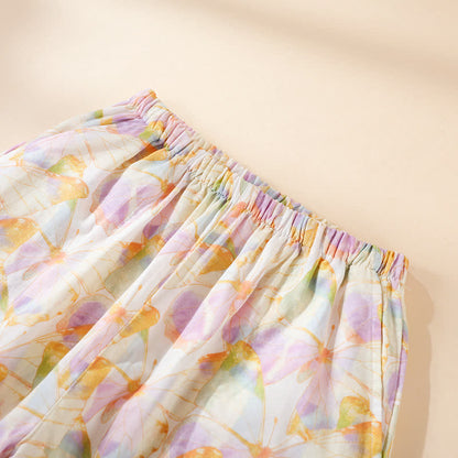Ensemble de vêtements d'intérieur en coton à manches courtes avec imprimé papillon