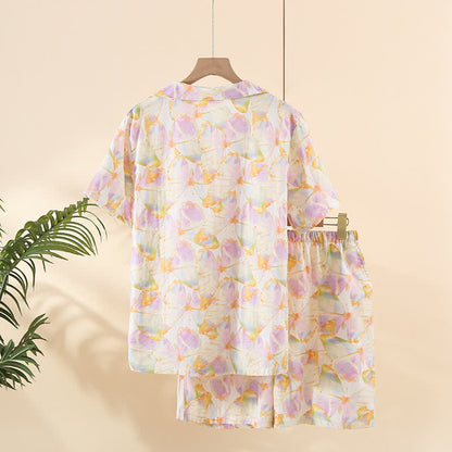 Ensemble de vêtements d'intérieur en coton à manches courtes avec imprimé papillon