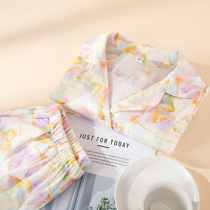 Ensemble de vêtements d'intérieur en coton à manches courtes avec imprimé papillon
