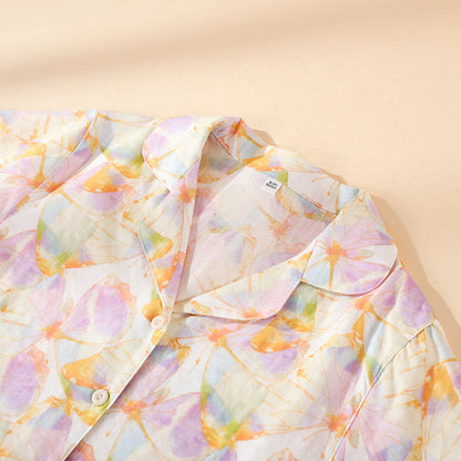 Ensemble de vêtements d'intérieur en coton à manches courtes avec imprimé papillon