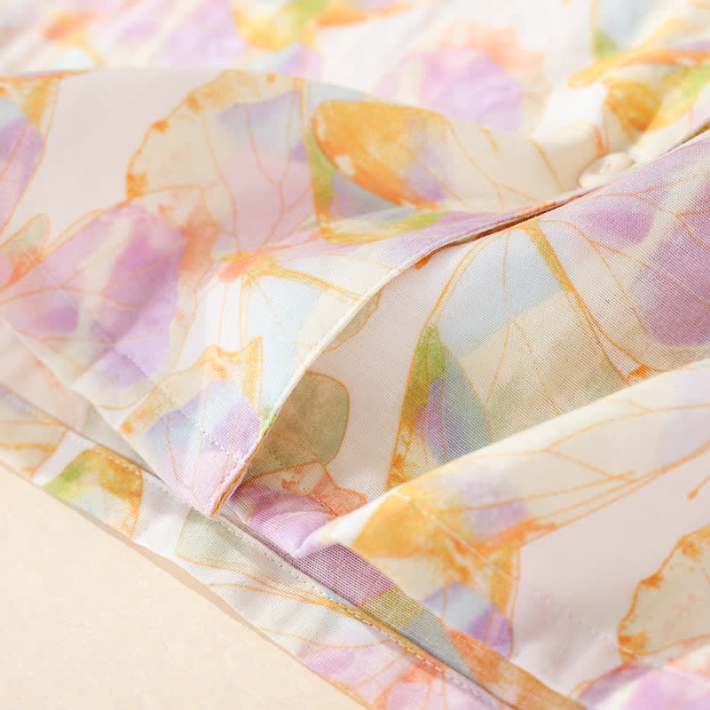 Ensemble de vêtements d'intérieur en coton à manches courtes avec imprimé papillon
