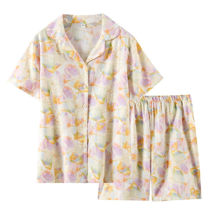 Ensemble de vêtements d'intérieur en coton à manches courtes avec imprimé papillon
