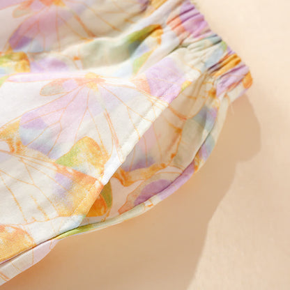 Ensemble de vêtements d'intérieur en coton à manches courtes avec imprimé papillon