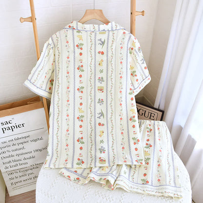Ensemble de vêtements de détente en coton à manches courtes avec des lapins de dessin animé