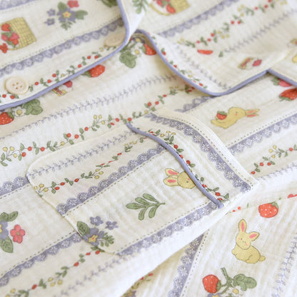 Ensemble de vêtements de détente en coton à manches courtes avec des lapins de dessin animé