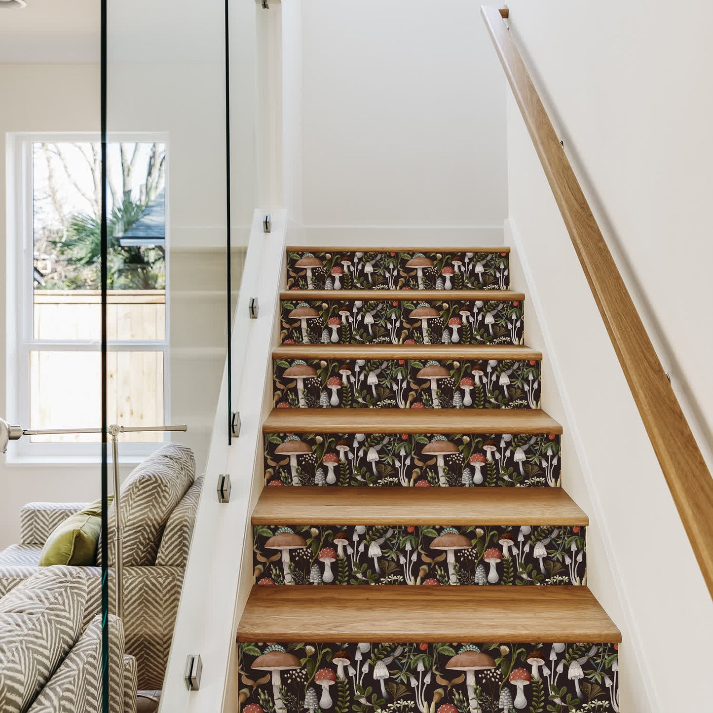 Autocollants décoratifs amovibles en forme de champignon pour escaliers